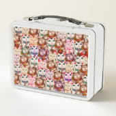 Maneki-neko-Katzen-Muster Metall Brotdose (Rückseite)