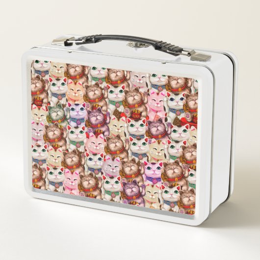 Maneki-neko-Katzen-Muster Metall Brotdose (Rückseite)