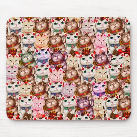Maneki-neko-Katzen-Muster Mousepad (Vorne)