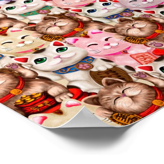 Maneki-neko-Katzen-Muster Poster (Ecke)
