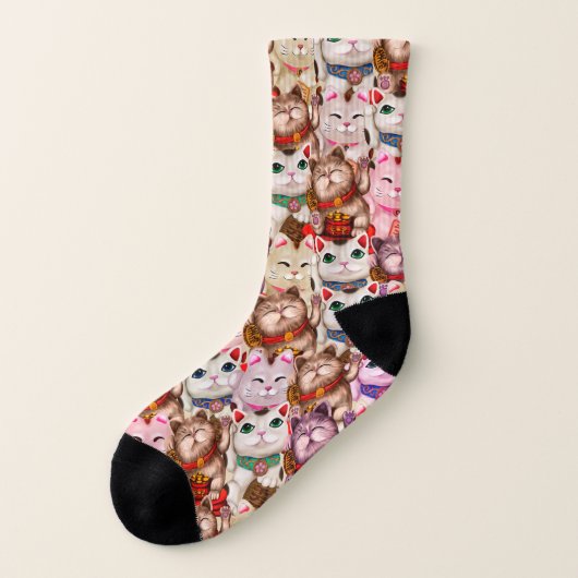 Maneki-neko-Katzen-Muster Socken (Links - Außen)
