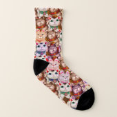 Maneki-neko-Katzen-Muster Socken (Links - Innen)