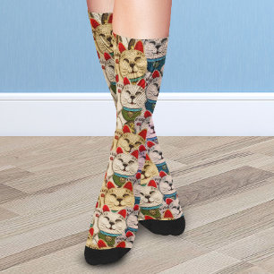 Maneki-neko-Katzen-Muster Socken