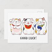 Maneki-neko Katzen Postkarte (Vorne/Hinten)
