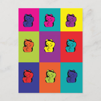Maneki Neko Kitty Pop Art Postkarte