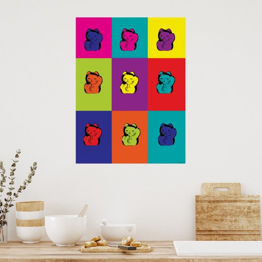 Maneki Neko Kitty Regenbogenposter Poster (Küche)