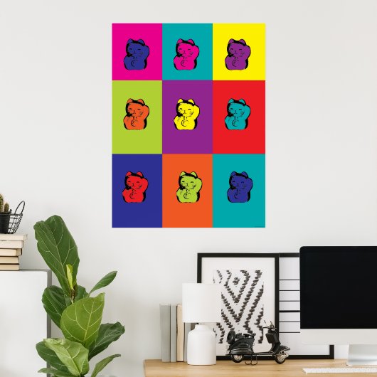 Maneki Neko Kitty Regenbogenposter Poster (Heimbüro)