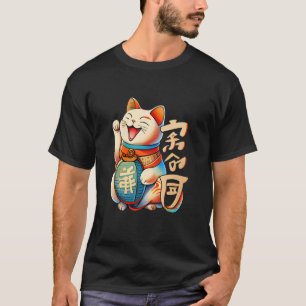 Maneki neko Lachende Japanische Glückskatze Maneki T-Shirt