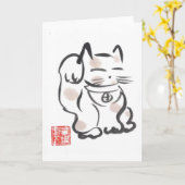Maneki Neko leere Karte (Gelbe Blume)
