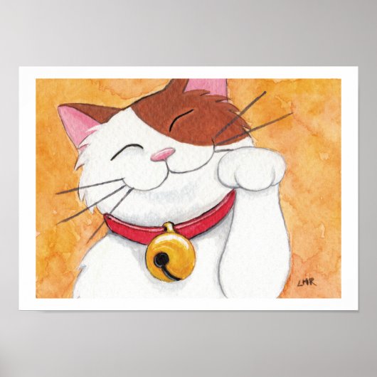 Maneki Neko Lucky Calico Cat Kunstdruckerei Poster (Vorne)