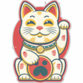 Maneki Neko - Lucky Cat Aufkleber (Vorderseite)