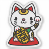 Maneki Neko (Lucky Cat) Aufkleber (Vorderseite)