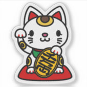 Maneki Neko (Lucky Cat) Aufkleber (Vorderseite)