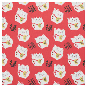 Maneki Neko Lucky Cat Chinesisches japanisches Sym Stoff