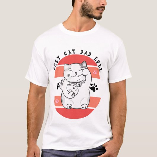 Maneki Neko Lucky Cat Dad Father's Day T-Shirt (Vorderseite)