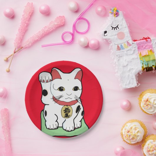 Maneki-Neko /Lucky Cat Emoji Pappteller (Party)