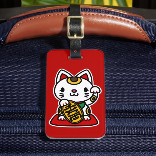 Maneki Neko (Lucky Cat) Gepäckanhänger (Vorderseite Insitu 2)