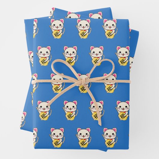 Maneki Neko - Lucky Cat Geschenkpapier Set (Beispiel)
