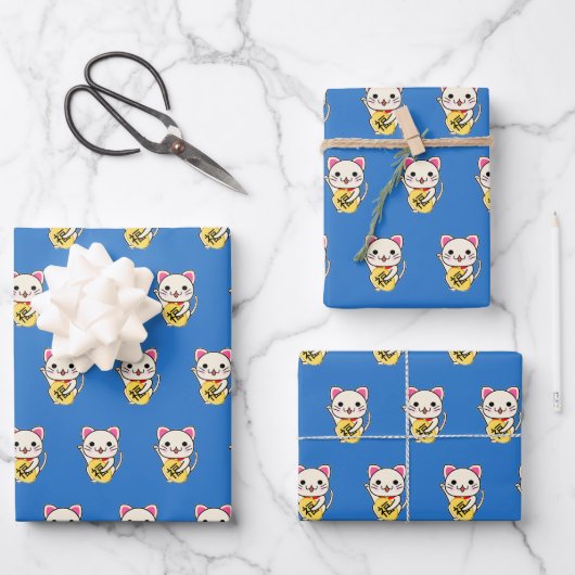 Maneki Neko - Lucky Cat Geschenkpapier Set (Vorderseite)