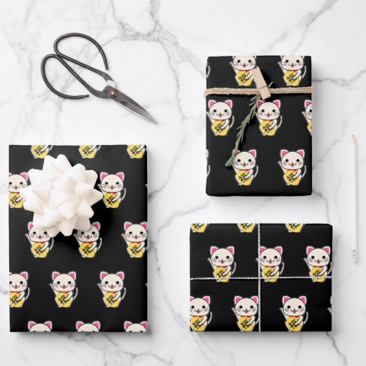 Maneki Neko - Lucky Cat Geschenkpapier Set (Vorderseite)