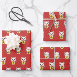 Maneki Neko - Lucky Cat Geschenkpapier Set