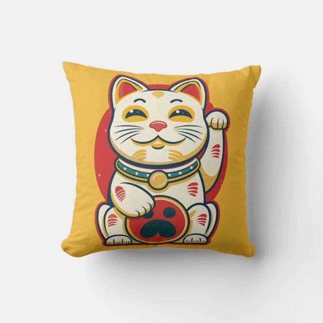 Maneki Neko - Lucky Cat Kissen (Vorderseite)