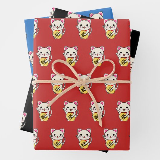 Maneki Neko - Lucky Cat Mixed Geschenkpapier Set (Beispiel)