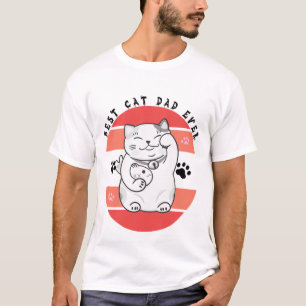 Maneki Neko Lucky Cat Papa Vatertag T-Shirt