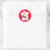Maneki Neko Lucky Cat Runder Aufkleber (Tasche)