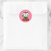 Maneki Neko (Lucky Cat) Runder Aufkleber (Tasche)