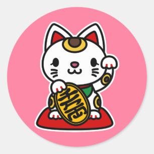 Maneki Neko (Lucky Cat) Runder Aufkleber