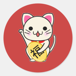 Maneki Neko - Lucky Cat Runder Aufkleber
