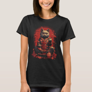 Maneki Neko Lucky Cat Skulptur Japanische Kunst Di T-Shirt