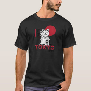 Maneki Neko Lucky Cat Winkearm Kawaii Anime Japa T-Shirt