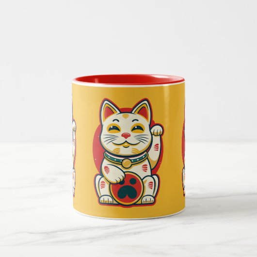 Maneki Neko - Lucky Cat Zweifarbige Tasse (Mittel)