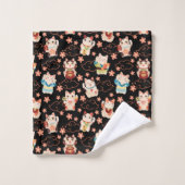 Maneki Neko Lucky Cats Bath Towel Set (Waschlappen)