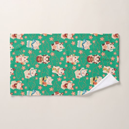 Maneki Neko Lucky Cats Bath Towel Set (Handtuch)