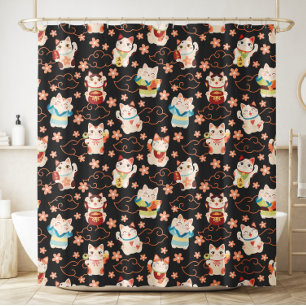 Maneki Neko Lucky Cats Duschvorhang