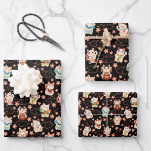Maneki Neko Lucky Cats Geschenkpapier-Set Geschenkpapier Set