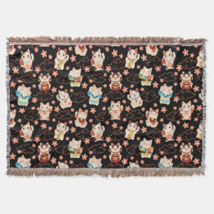 Maneki Neko Lucky Cats Muster Decke