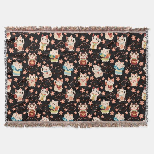 Maneki Neko Lucky Cats Muster Decke (Vorderseite)