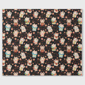 Maneki Neko Lucky Cats Muster Geschenkpapier (Flach)