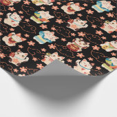 Maneki Neko Lucky Cats Muster Geschenkpapier (Ecke)
