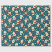 Maneki Neko Lucky Cats Muster Geschenkpapier (Flach)