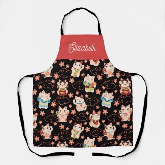 Maneki Neko Lucky Cats Personalisiert Schürze (Vorderseite)