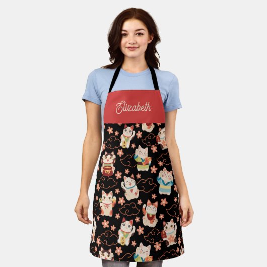 Maneki Neko Lucky Cats Personalized  Schürze (Getragen)