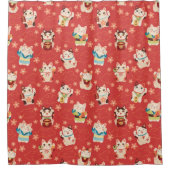Maneki Neko Lucky Cats Shower Curtain Duschvorhang (Vorderseite)