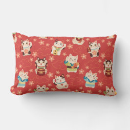 Maneki Neko Lucky Cats Throw Pillow Lendenkissen