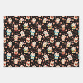 Maneki Neko Lucky Cats Wrapping Paper Set Geschenkpapier Set (Vorderseite 2)
