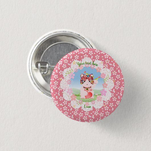 Maneki Neko Lucky Luna Button (Vorne & Hinten)
